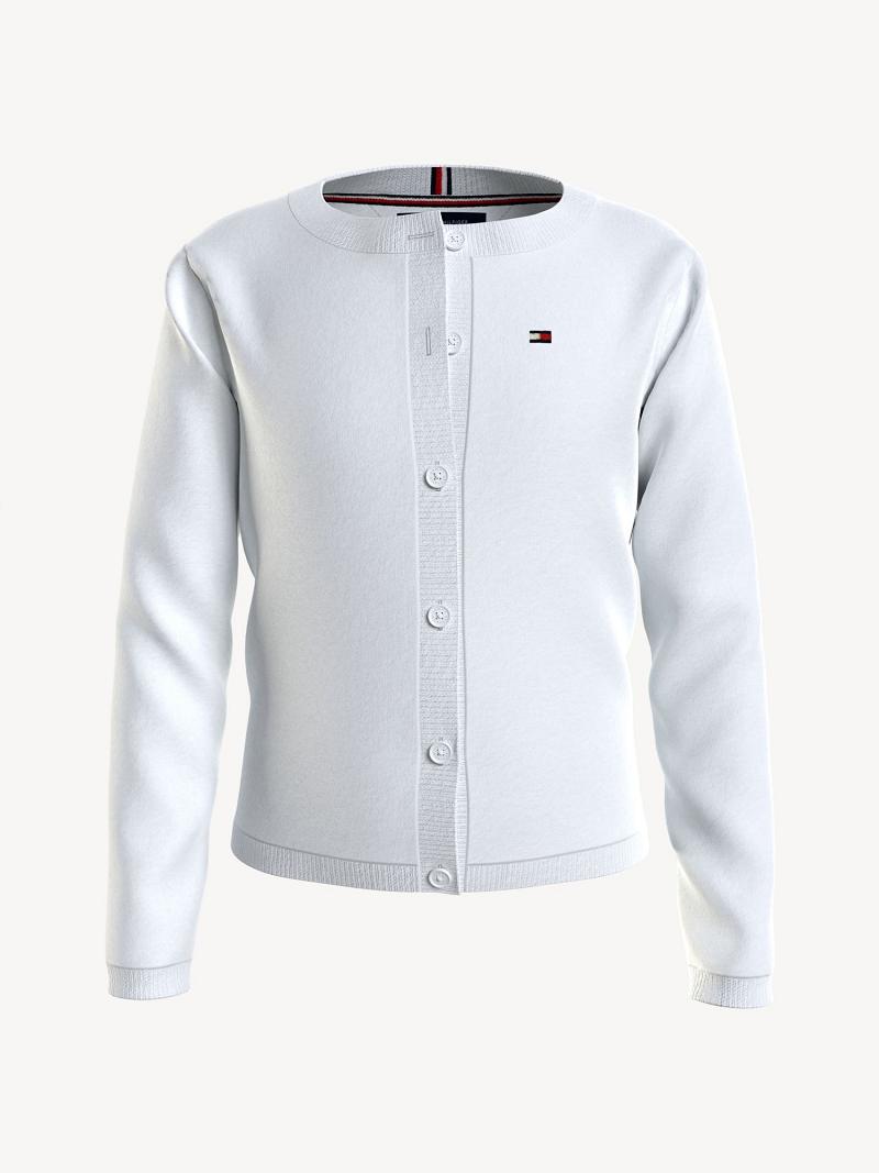 Lány Tommy Hilfiger Big Cardigan Pulóverek Fehér | HU 1872WNB